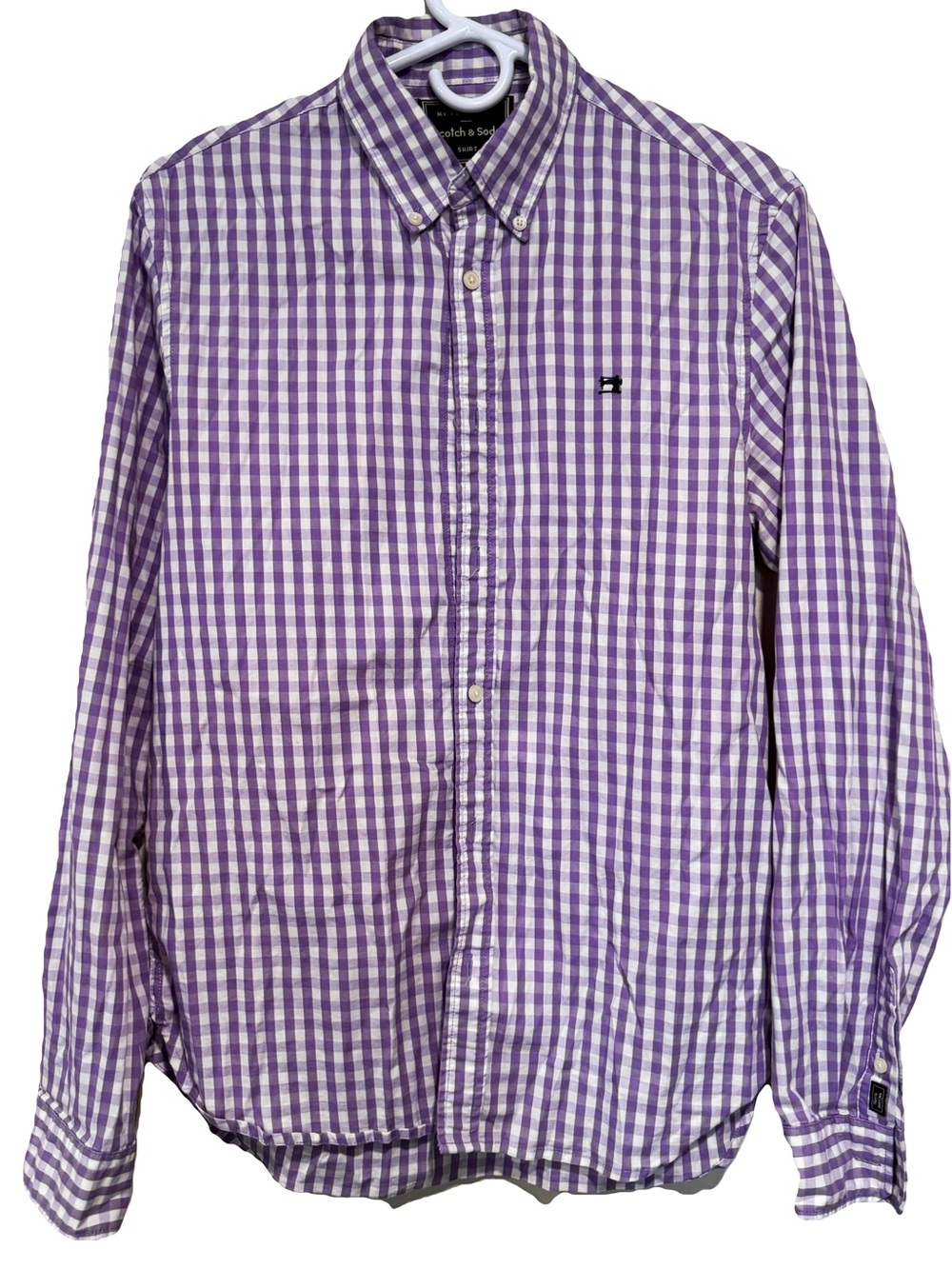 Scotch & Soda Purple and White Gingham Button-Down Shirt